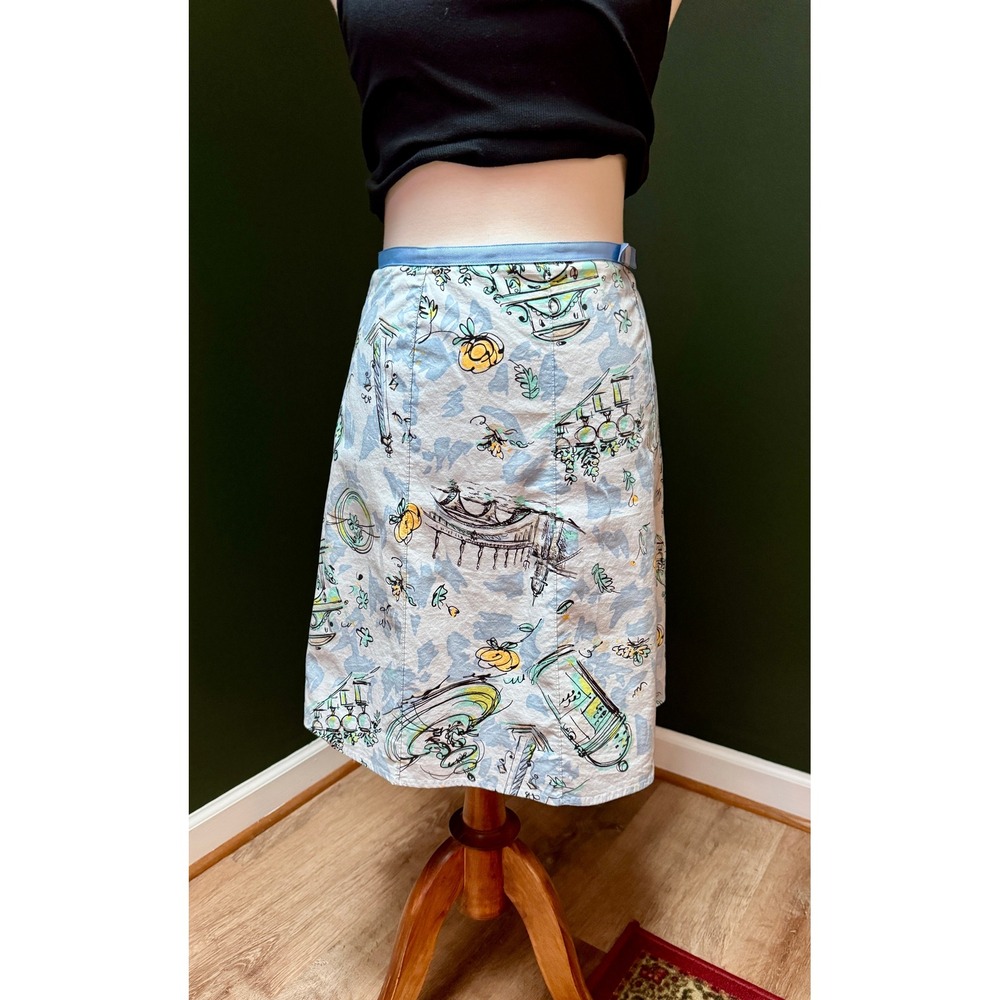 Vintage Rafaella Blue Novelty Print A-Line Skirt Women's‎ Size 10P